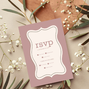 Retro Trendy Curve Squiggle Savy Wedding RSVP Card