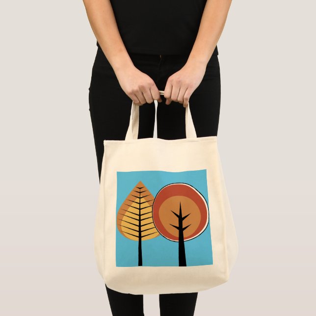 Retro Trendy Fall Trees Tote Bag (Front (Product))
