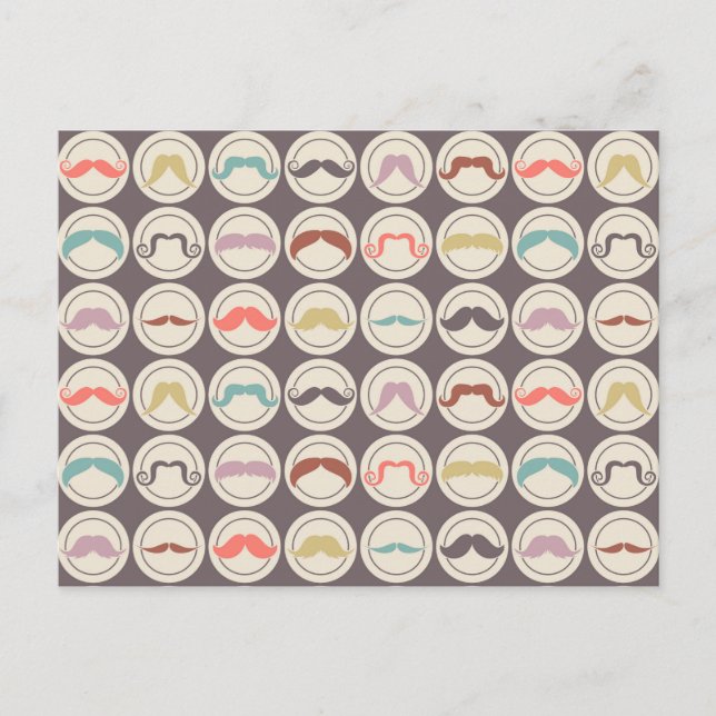 Retro Trendy Handlebar Moustache Postcard (Front)