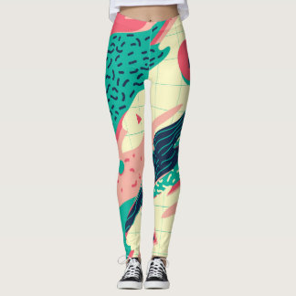 Retro Trendy Memphis Geometric Wallpaper Leggings
