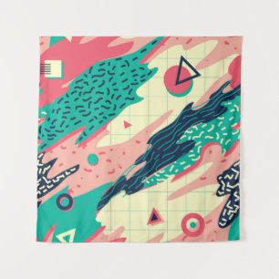 Retro Trendy Memphis Geometric Wallpaper Tapestry