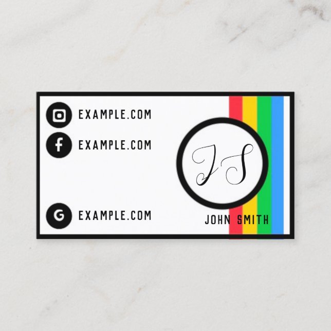 Retro Trendy Minimal Colourful Business Card (Front)