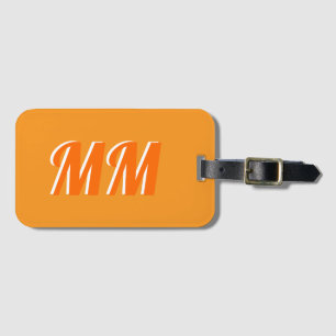 Retro Trendy Orange Modern Monogram Initial Luggage Tag