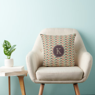 Retro Tri-colour Moustache Custom Initial Cushion