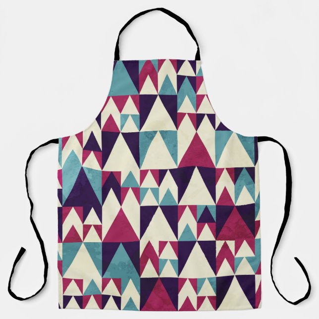 Retro Triangle Geometric Seamless Pattern Apron (Front)