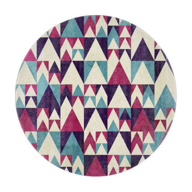 Retro Triangle Geometric Seamless Pattern Cutting Board (Front)