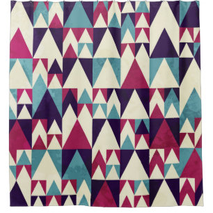 Retro Triangle Geometric Seamless Pattern Shower Curtain