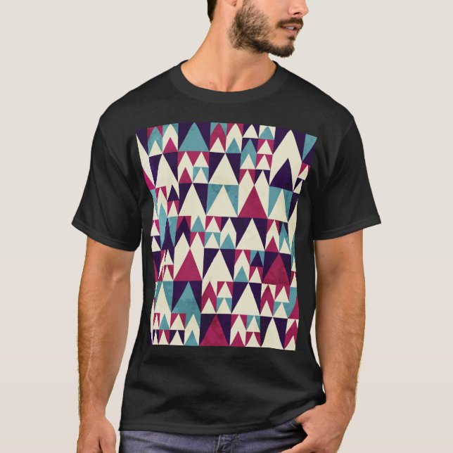 Retro Triangle Geometric Seamless Pattern T-Shirt (Front)