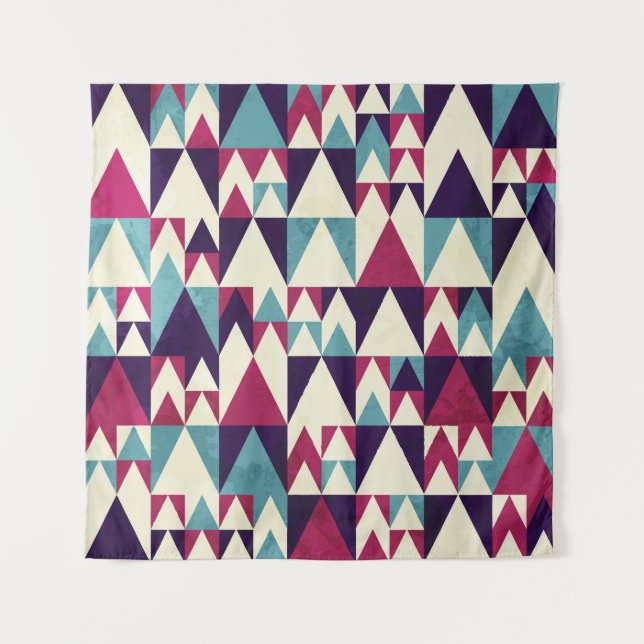 Retro Triangle Geometric Seamless Pattern Tapestry (Front)