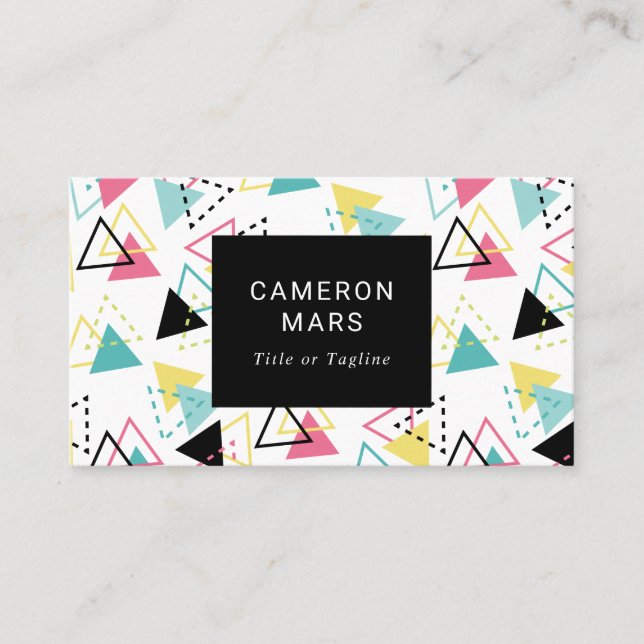 Retro Triangle Pattern Business Card (Front)