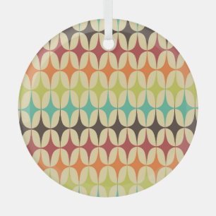 Retro Triangles: Geometric Pattern Throwback Glass Tree Decoration