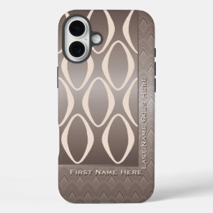 Retro Tribal in Taupe and Almond (Personalised) iPhone 16 Plus Case