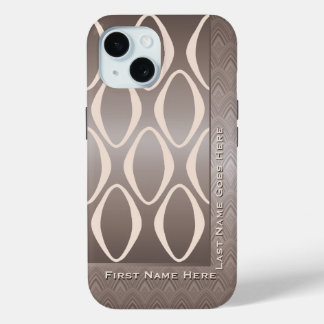 Retro Tribal in Taupe and Almond - Personalised iPhone 15 Case