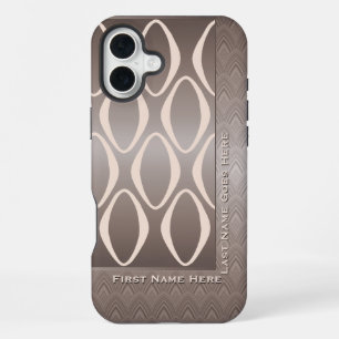 Retro Tribal in Taupe and Almond (Personalised) iPhone 16 Plus Case