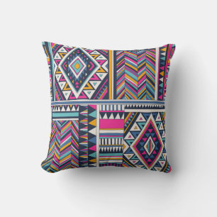Retro tribal, vintage geometric pattern. cushion
