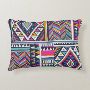 Retro tribal, vintage geometric pattern. decorative cushion