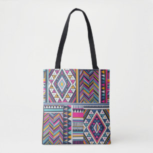 Retro tribal, vintage geometric pattern. tote bag
