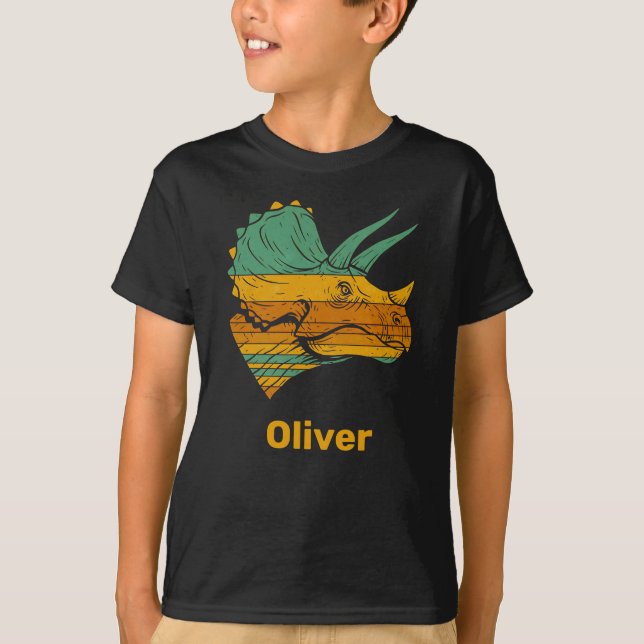 Retro Triceratops Dinosaur T-Shirt (Front)