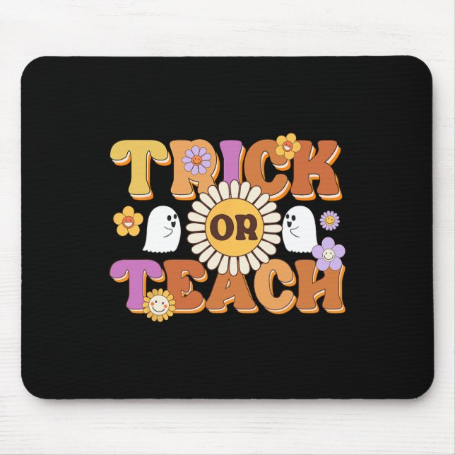 Retro Trick Or Teach Ghost Teacher Halloween Costu Mouse Pad (Front)