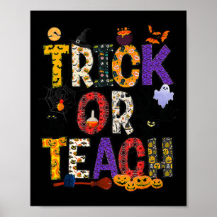 Retro Trick Or Teach Teacher Halloween Costume Men Poster