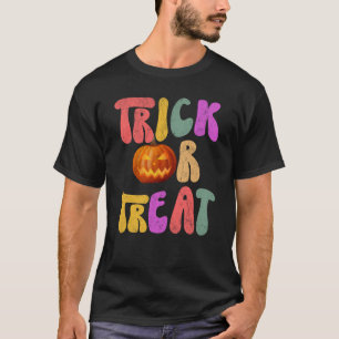 Retro Trick or Treat Halloween Pumpkin T-Shirt