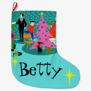 Retro Trimming the Christmas Tree Stocking