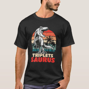 Retro Tripletssaurus Rex Funny Triplets Saurus Din T-Shirt