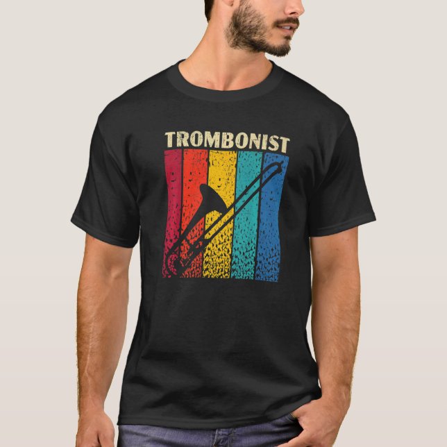 Retro Trombonist Musical Instrument Musician Tromb T-Shirt (Front)