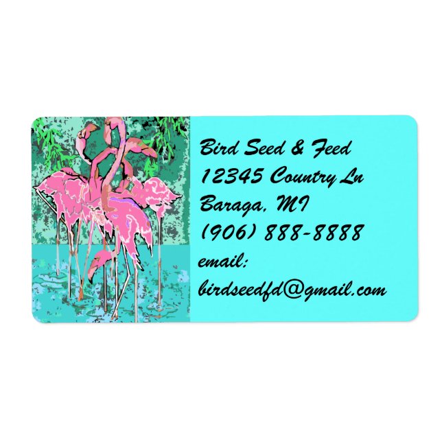 Retro Tropical Abst Pink Flamingos Flamingo Labels (Front)