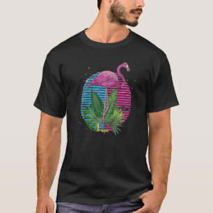 Retro Tropical Animal  Exotic Bird Pink Flamingo T-Shirt