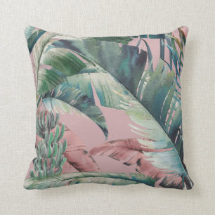 Retro tropical banana leaf cushion