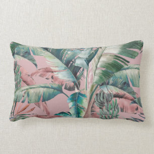 Retro tropical banana leaf lumbar cushion