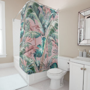 Retro tropical banana shower curtain
