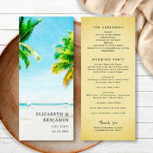 Retro Tropical Beach Palm Tree Wedding Destination Programme
