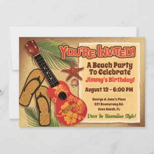Retro Tropical Beach Party Invitation