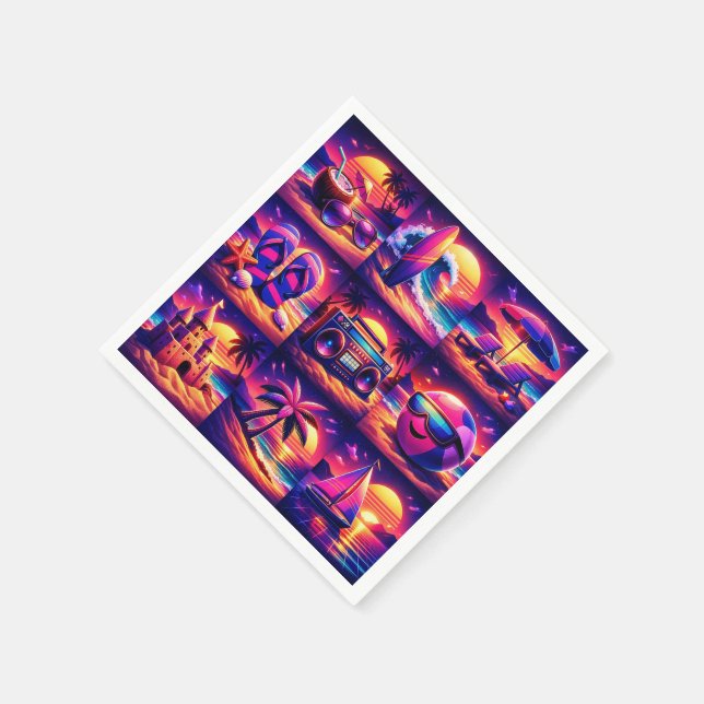 Retro Tropical Beach Party Napkins (Corner)