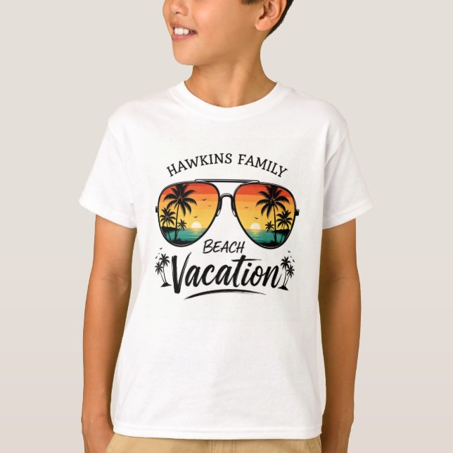 Retro Tropical Beach Vacation Graphic T-Shirt (Front)