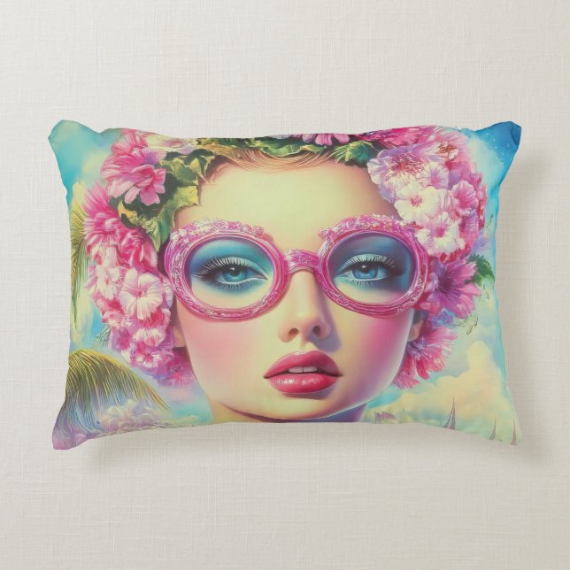 Retro Tropical Beauty  Decorative Cushion (Front)