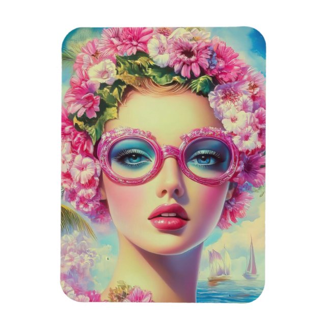 Retro Tropical Beauty  Magnet (Vertical)