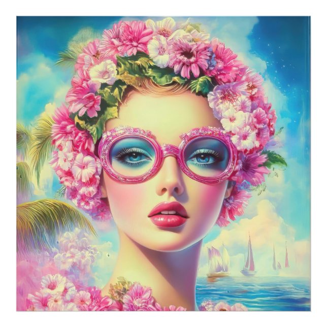 Retro Tropical Beauty  Photo Print (Front)
