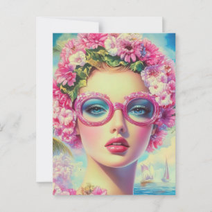Retro Tropical Beauty Postcard