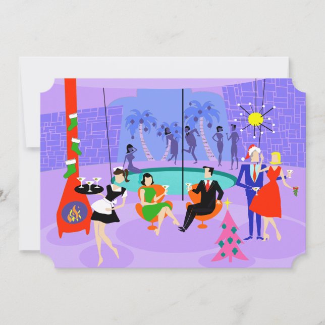 Retro Tropical Christmas Party Holiday Invitations (Front)