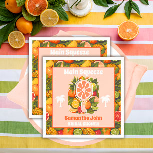 Retro Tropical Citrus Pickleball Bridal Shower Napkin