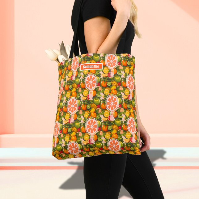 Retro Tropical Citrus Pickleball Bridal Shower Tote Bag (Creator Uploaded)