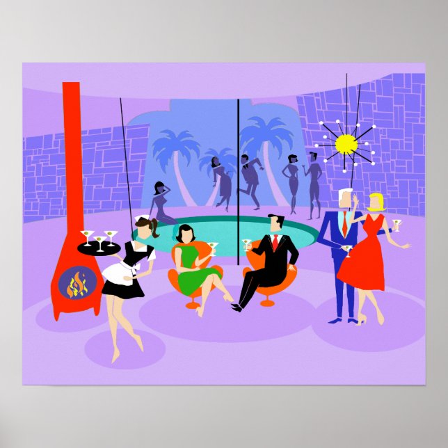 Retro Tropical Cocktail Party Poster (Front)