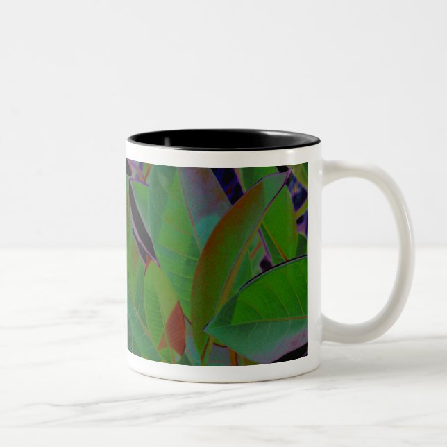 Retro Tropical Fabric Two-Tone Coffee Mug (Right)