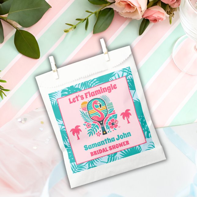 Retro Tropical Flamingo Pickleball Bridal Shower Favour Bags (Creator Uploaded)