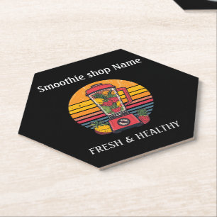 Retro Tropical Fruit Smoothie Shop Juice Bar Paper Coaster