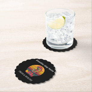 Retro Tropical Fruit Smoothie Shop Juice Bar Paper Coaster