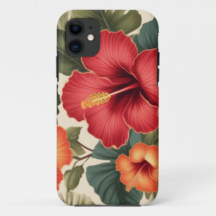 Retro Tropical Hibiscus Flowers Case-Mate iPhone Case